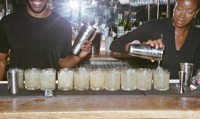 Cocktails being served at the Bush Tavern