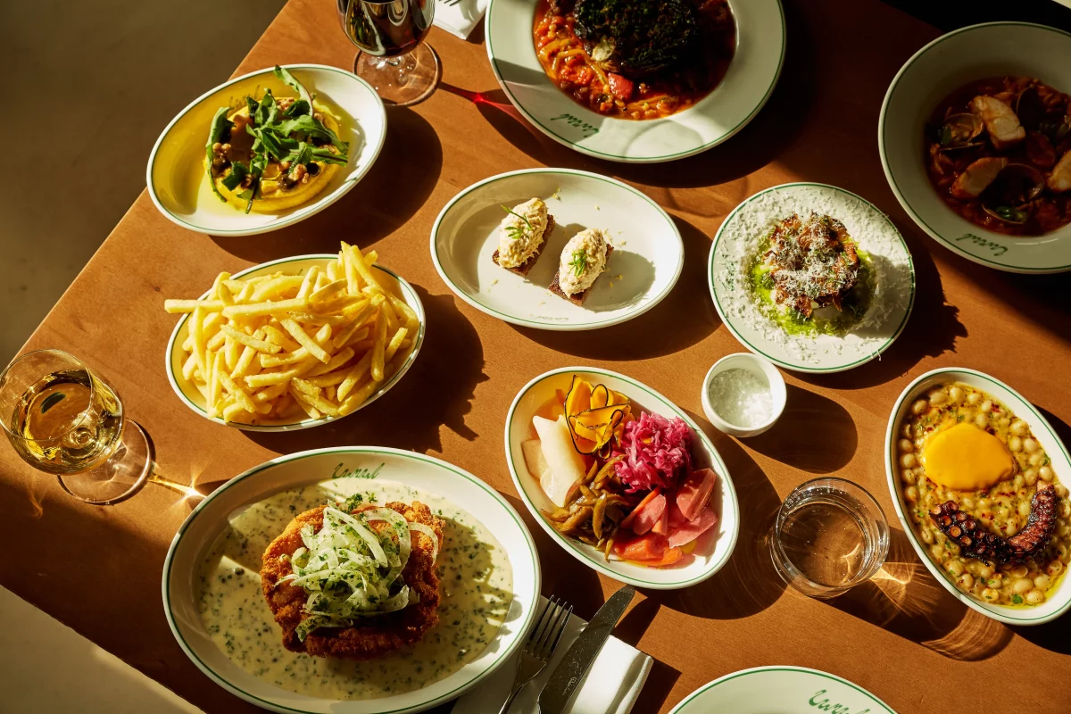a spread of food at canal restaurant