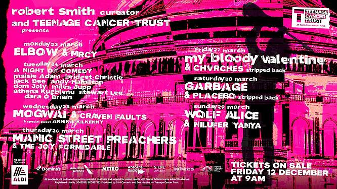 Lineup poster of Robert Smith's Teenage Cancer Trust concerts in London in 2026