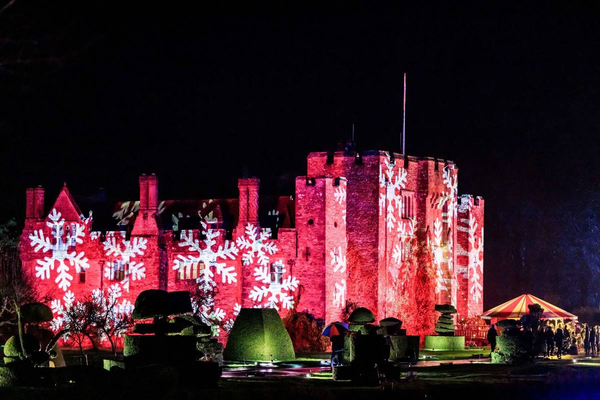 hever castle illuminated with christmas projections