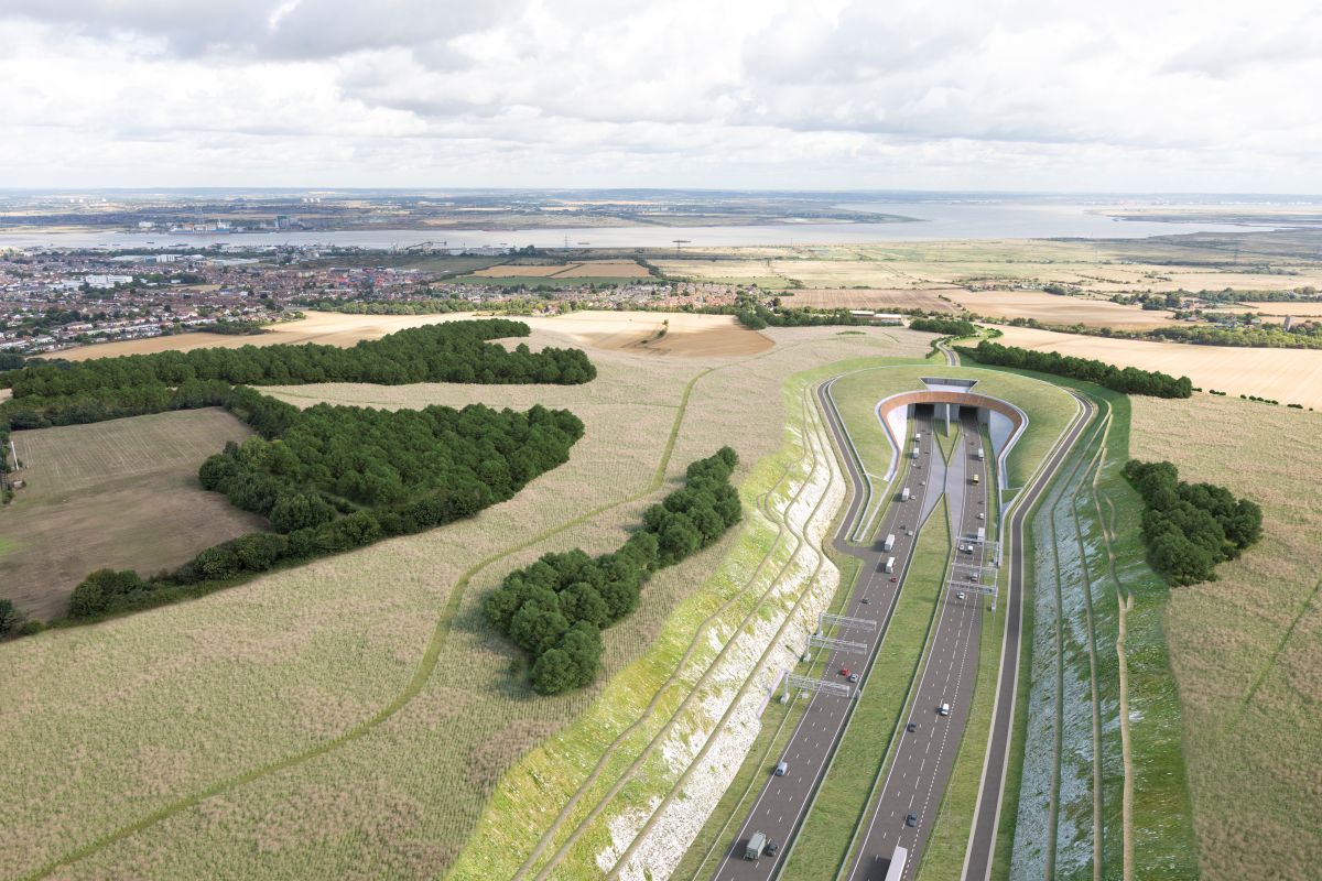 An artist's impression of the southern tunnel entrance of the proposed Lower Thames Crossing