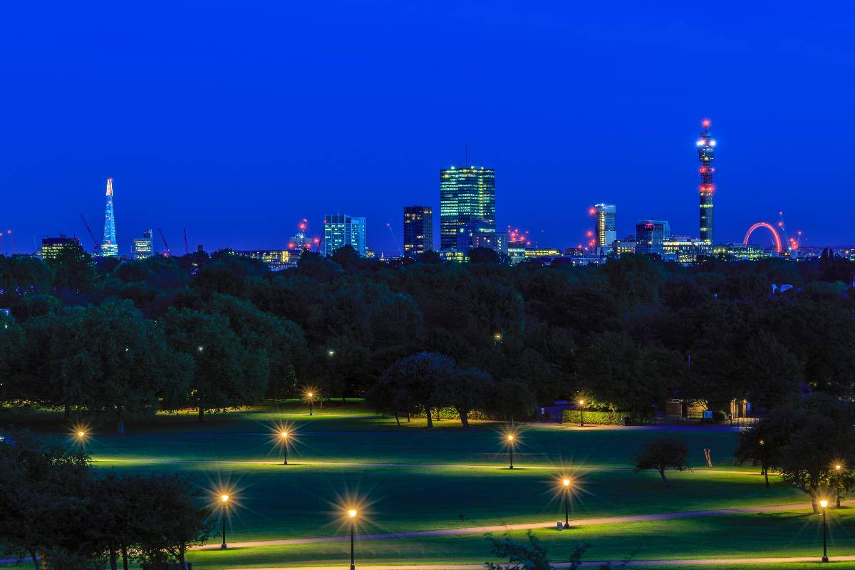 Primrose Hill in London at night