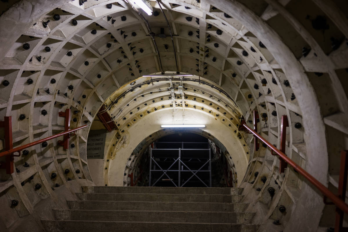inside one of the shelters at Clapham South station