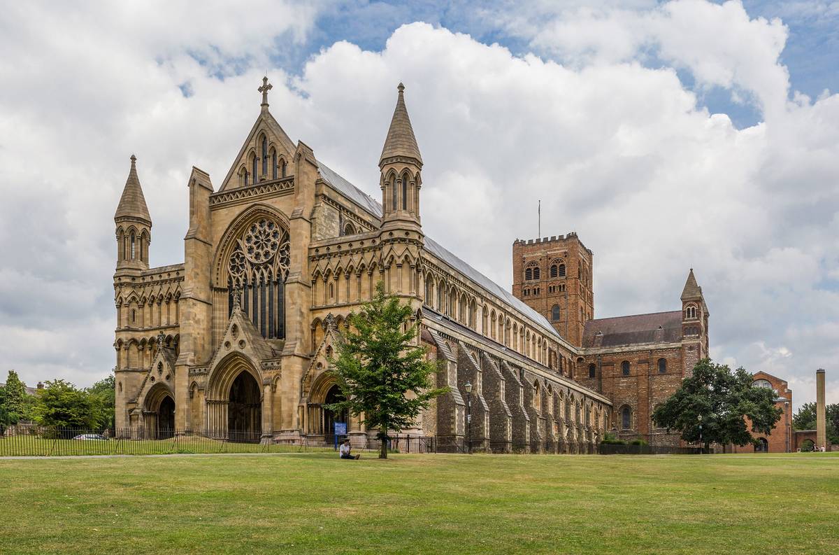 The exterior of St Albans Cathedral