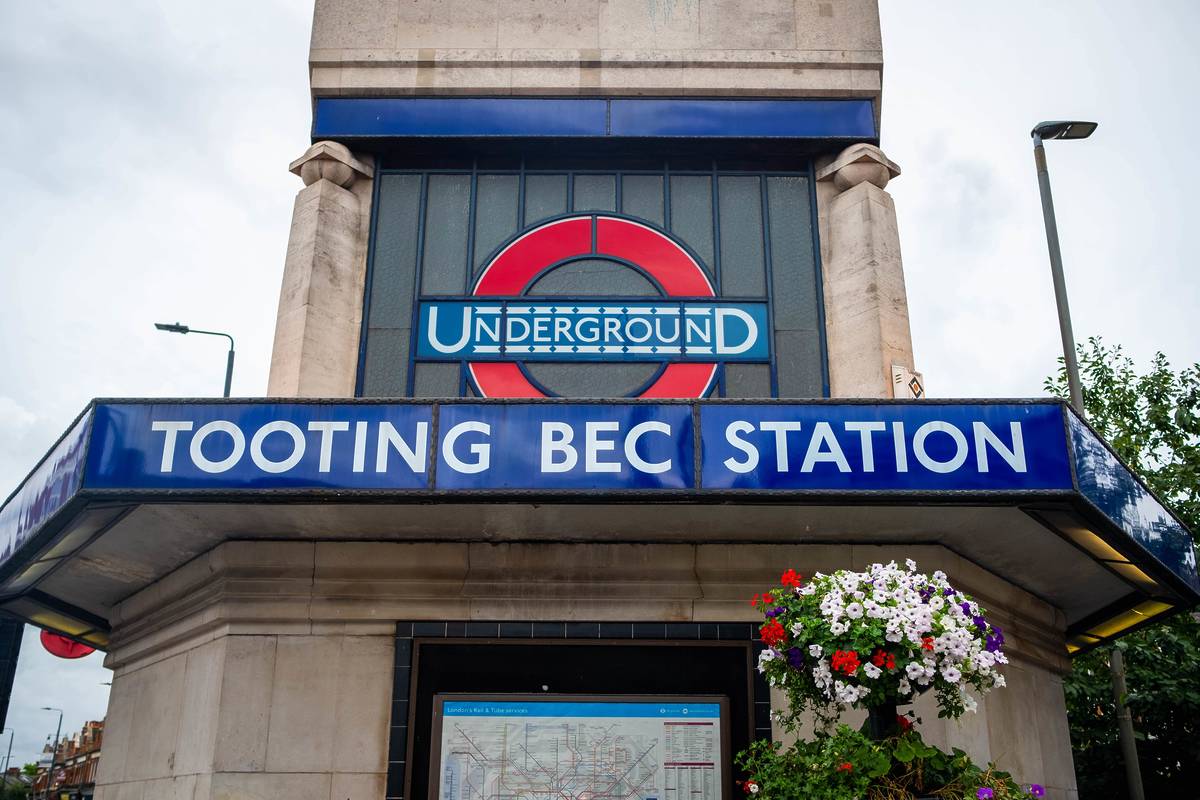 The exterior of Tooting Bec underground station