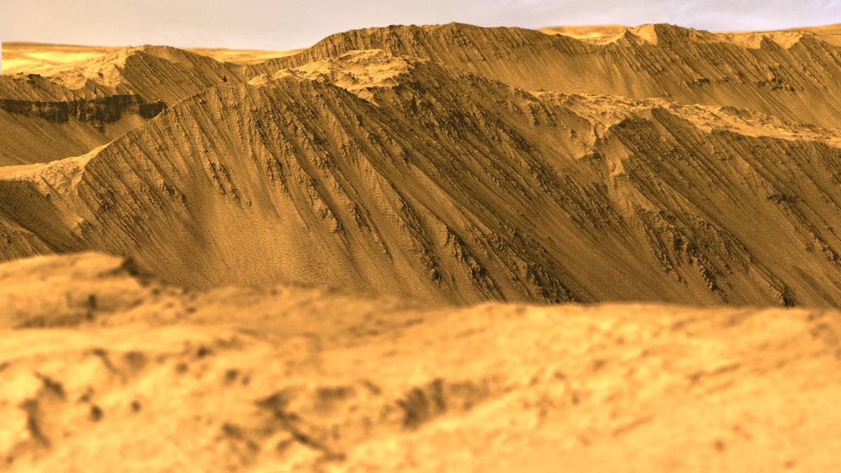 An image of the Tooting impact crater on Mars