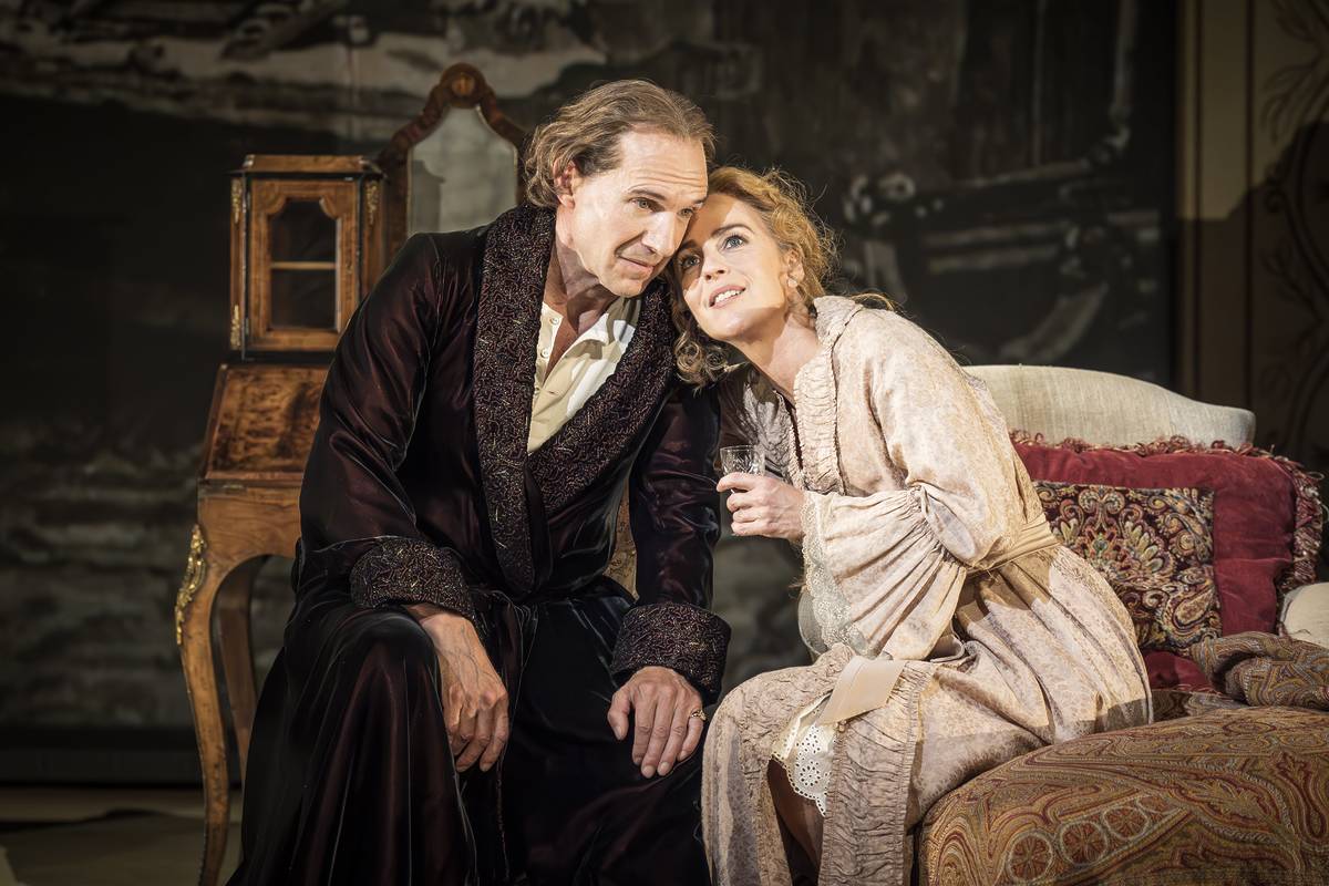 Ralph Fiennes and Miranda Raison on stage in Grace Pervades