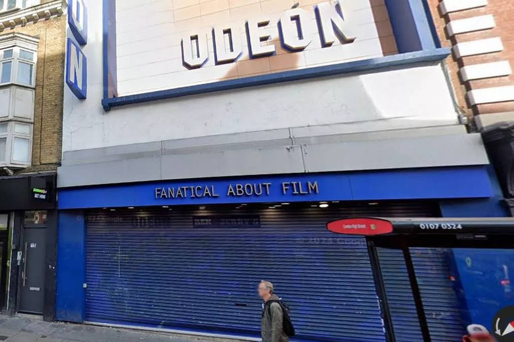 Outside of Camden Odeon with the shutters closed