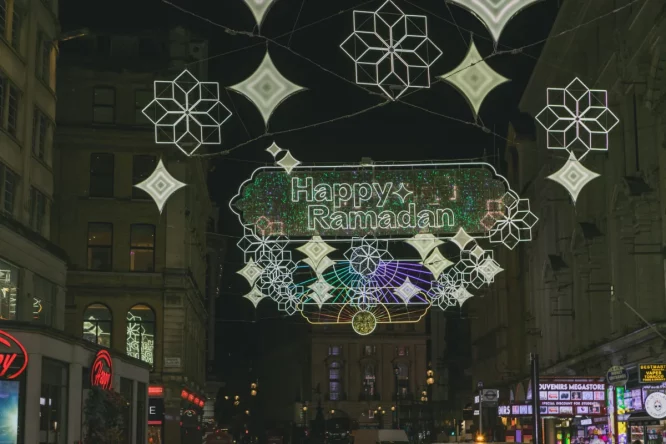 aerial shot of ramadan lights