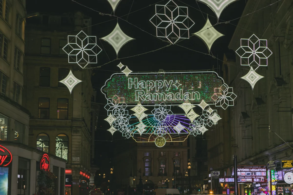 aerial shot of ramadan lights