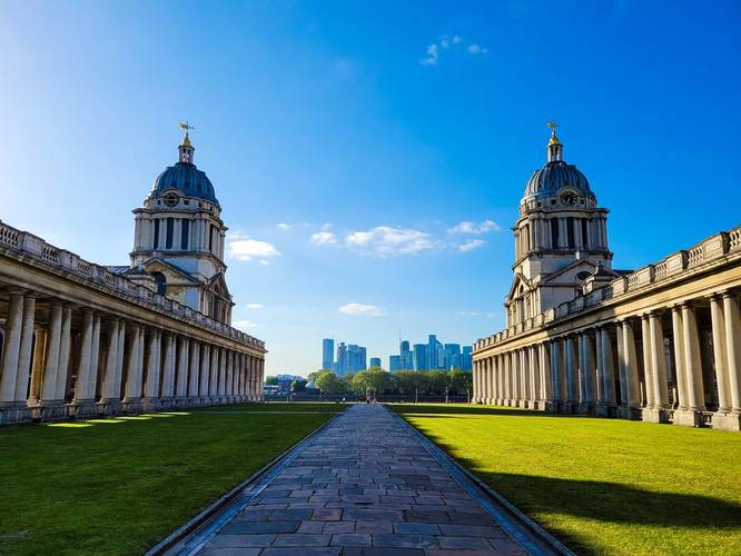 Old Royal Naval College in London on a sunny day