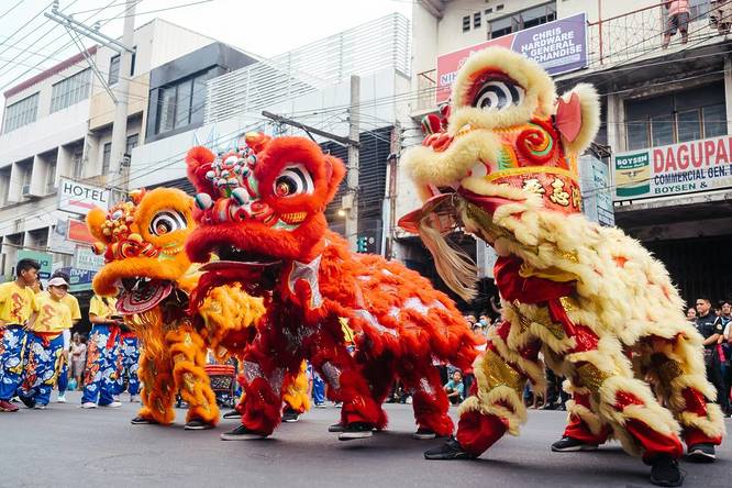 Lion Dance at Chinese New Year Lunar New Year parade