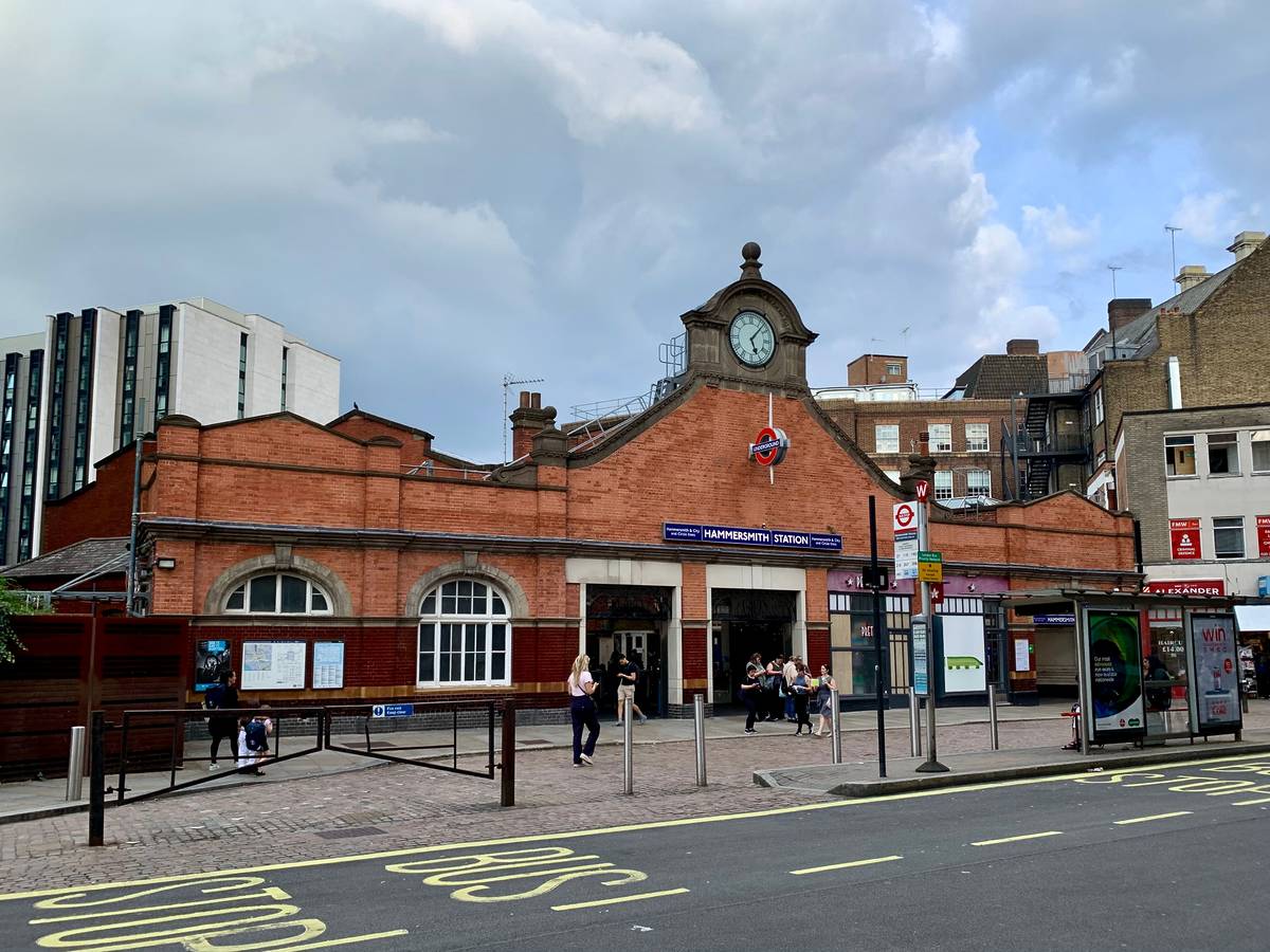 The outside of Hammersmith station