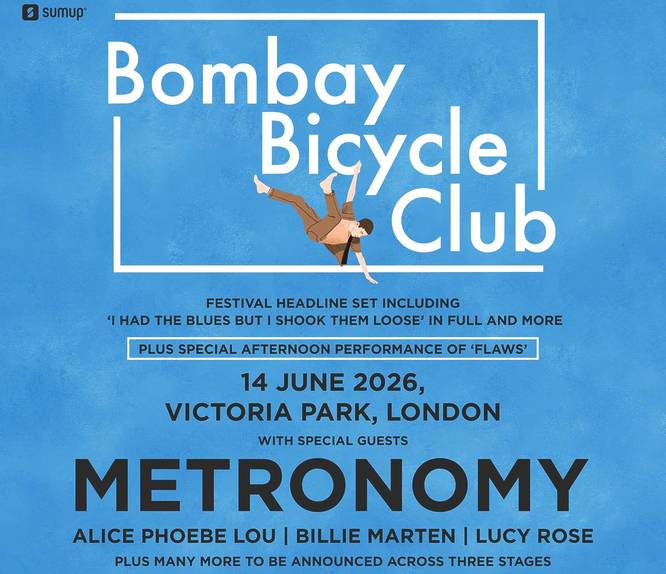 Bombay Bicycle Club poster for show at Victoria Park in London