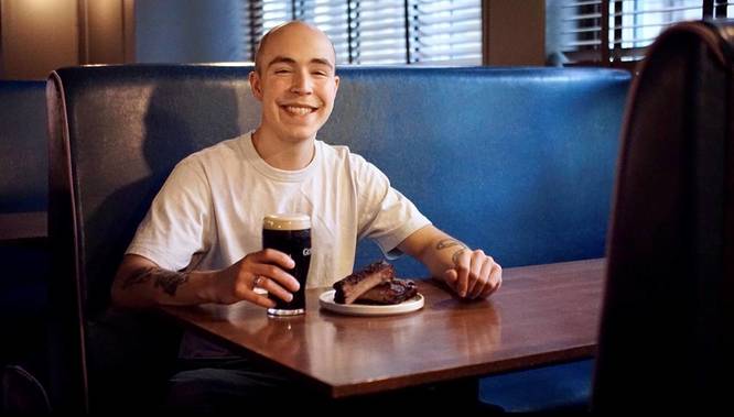 Ruben Dawnay with a pint