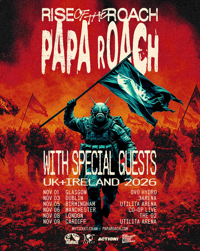 Papa Roach poster for UK and Ireland shows in 2026