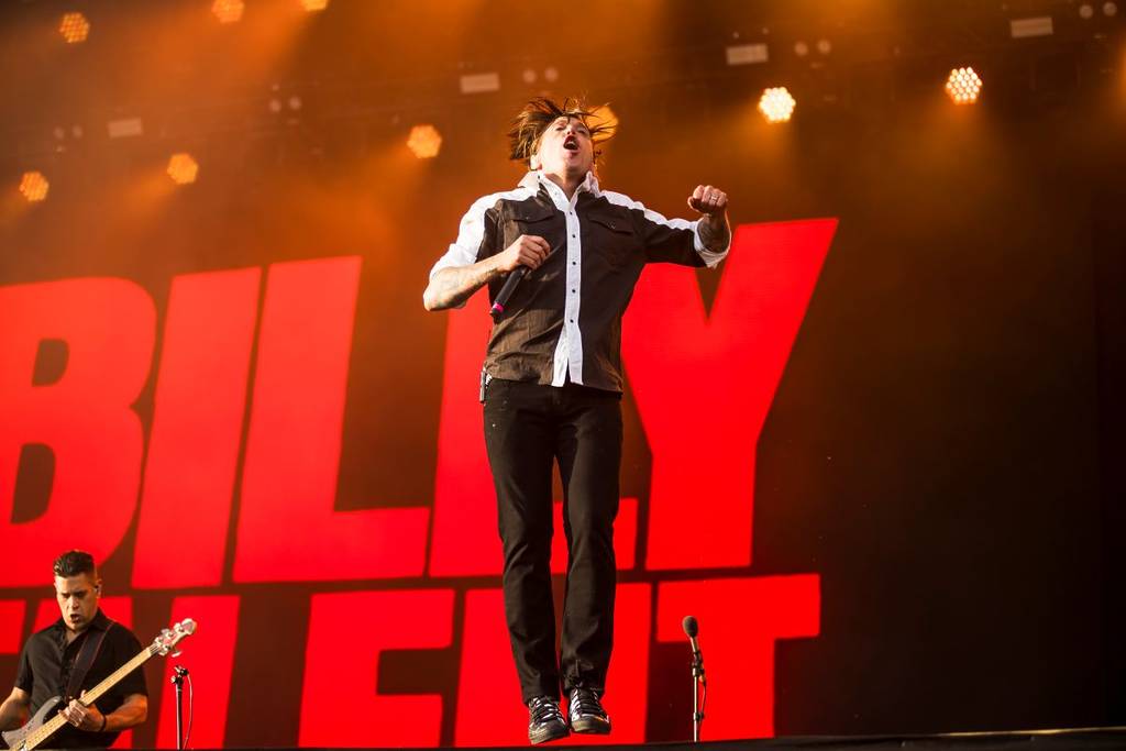 Le chanteur canadien Benjamin Kowalewicz du groupe Billy Talent se produit au festival annuel Rock Am Ring au Nuerburgring le 8 juin 2024 à Nuerburg, en Allemagne.