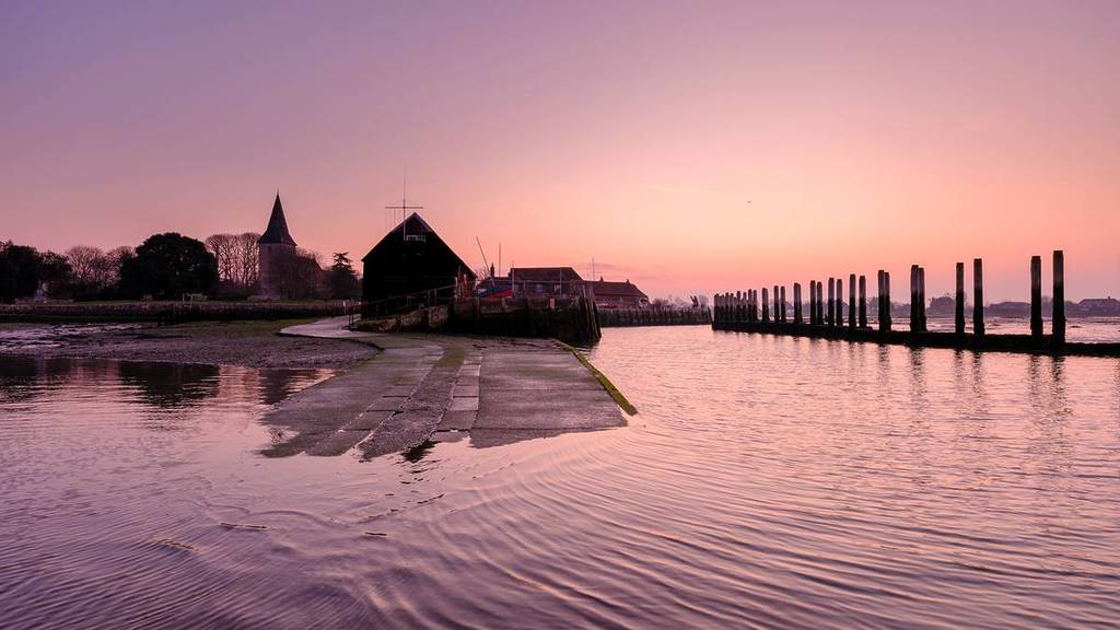 Bosham, UK - March 8, 2024: View of Bosham, Chichester Harbour AONB, West Sussex