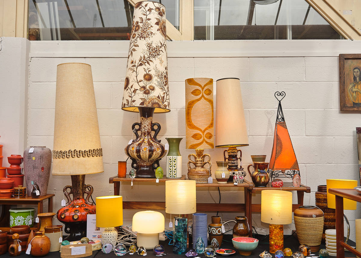 a selection of lamps and lights on sale at go east vintage flea market