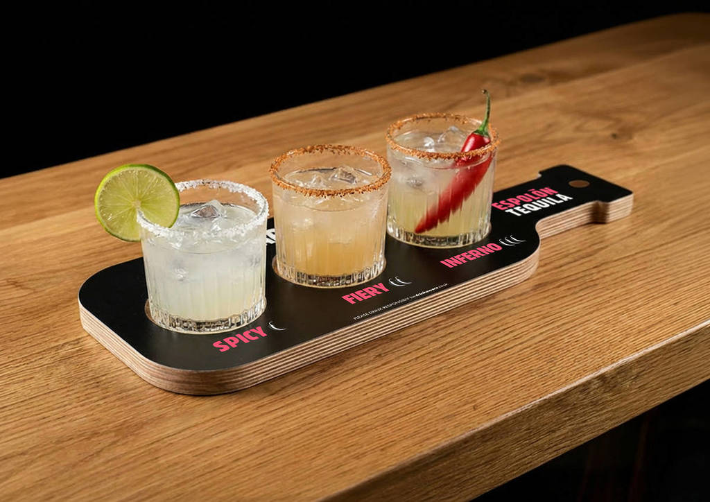 ein würziger Margarita-Flug mit drei Cocktails mit zunehmender Würze