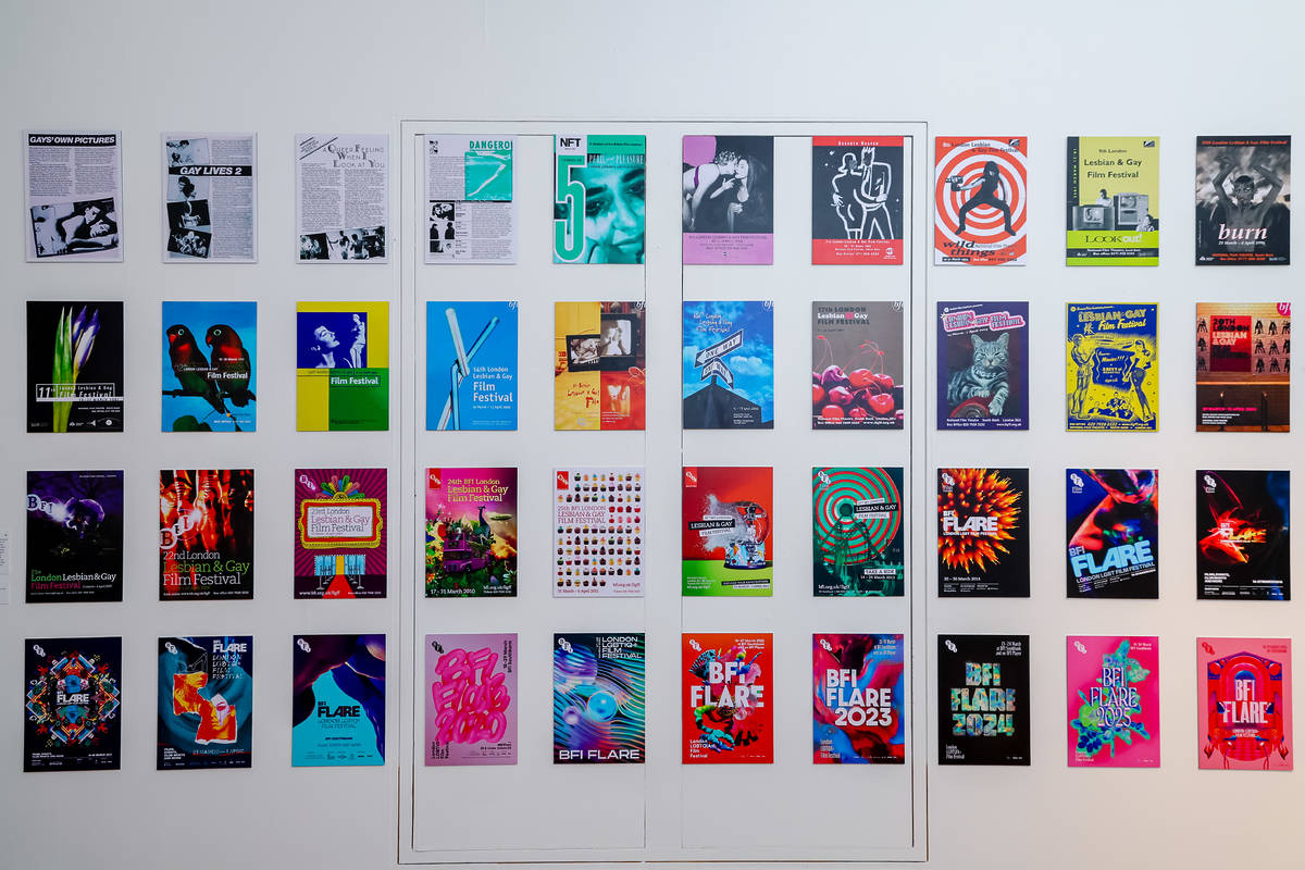 a wall of posters from the bfi flare film festival