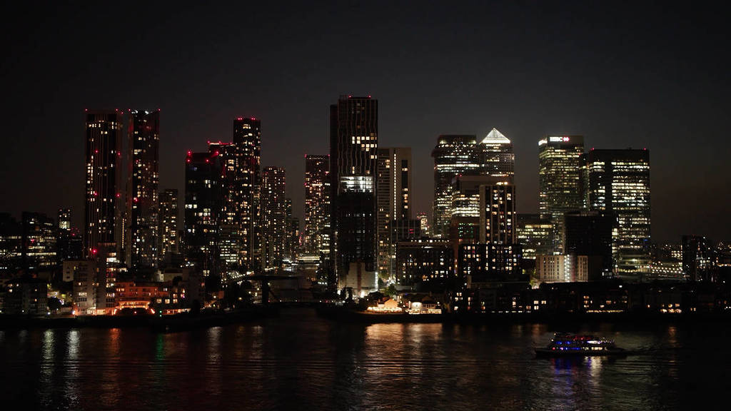 Aufnahme der Skyline von London bei Nacht
