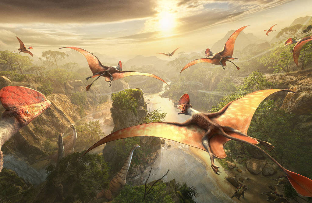 filmati di gameplay di Age of Dinosaurs che mostrano gli pterosauri mentre volano sopra la terra