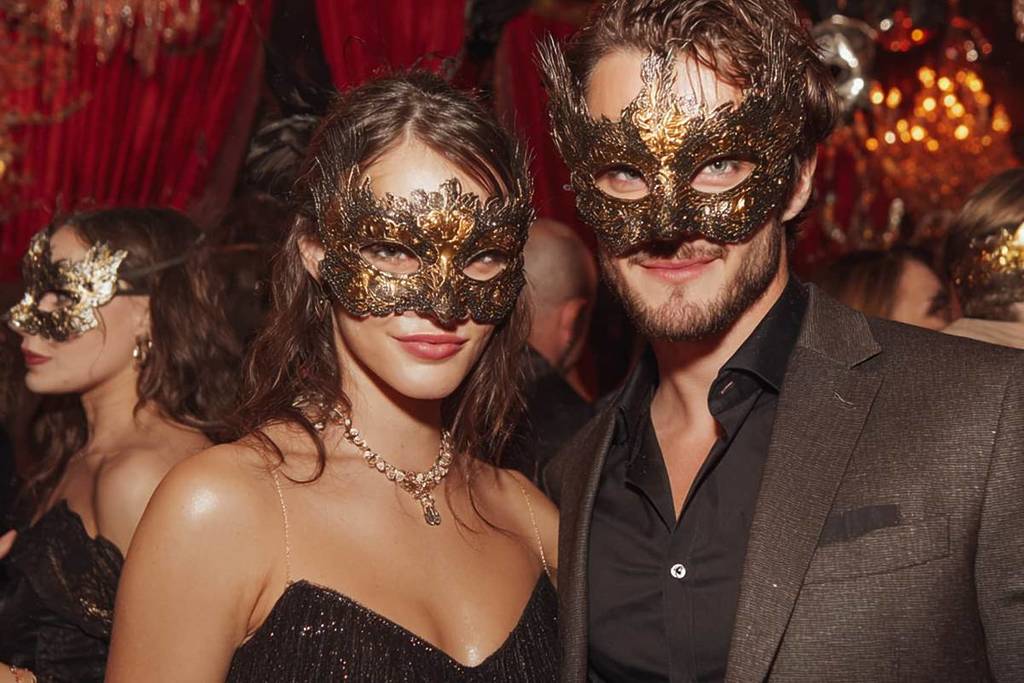 Ein Paar auf einer Maskeradeparty Mask On Party