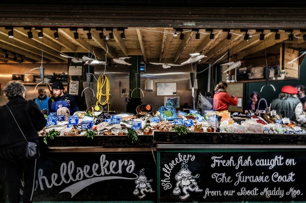 Uma banca de marisco no Borough Market