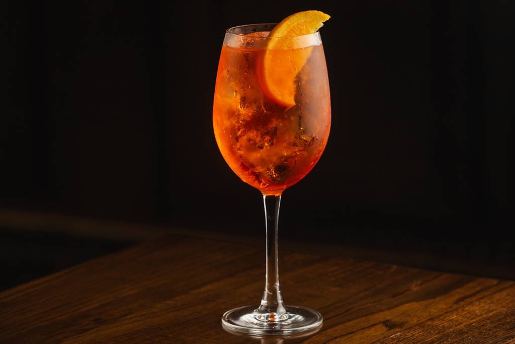 aperol cocktail on a table