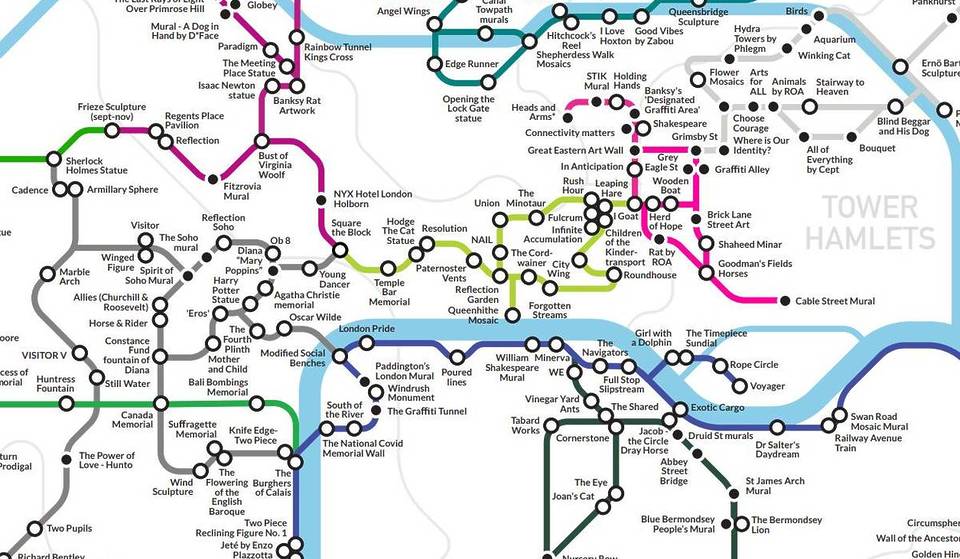 This handy new ‘London Artground’ map reveals over 300 pieces of public art dotted around the city – from iconic statues to hidden murals