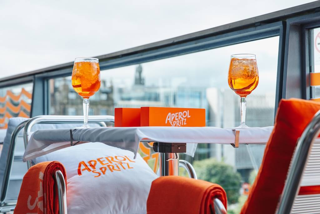 aperol spritz on a roof terrace