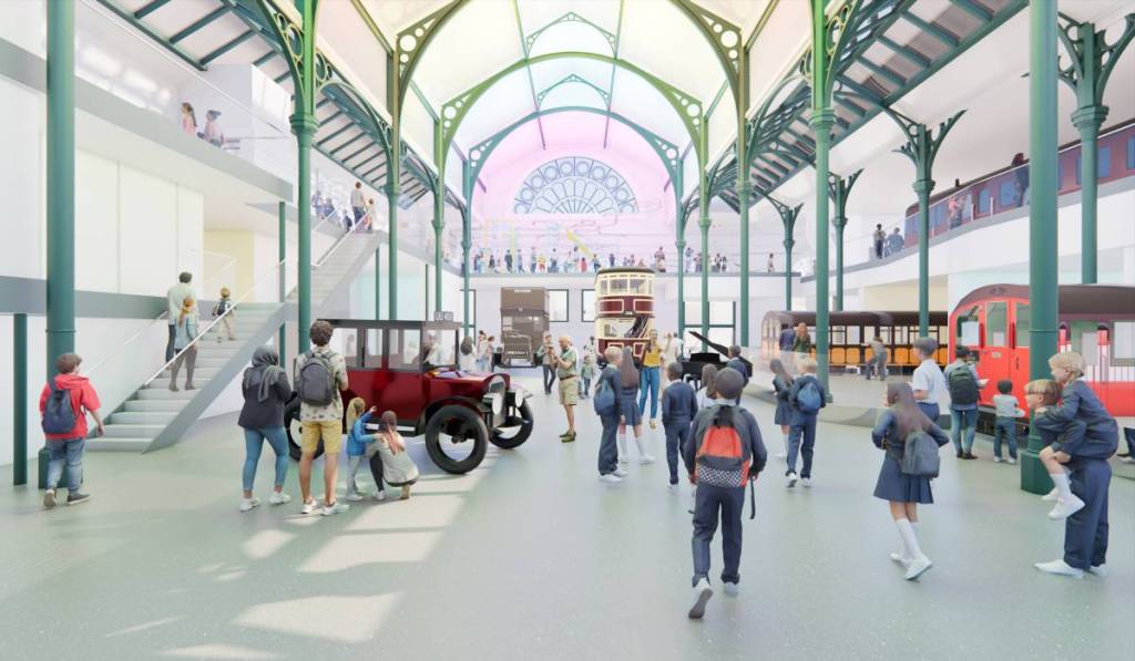 Een conceptafbeelding van hoe het London Transport Museum er van binnen uit zal zien na de aanstaande renovatie