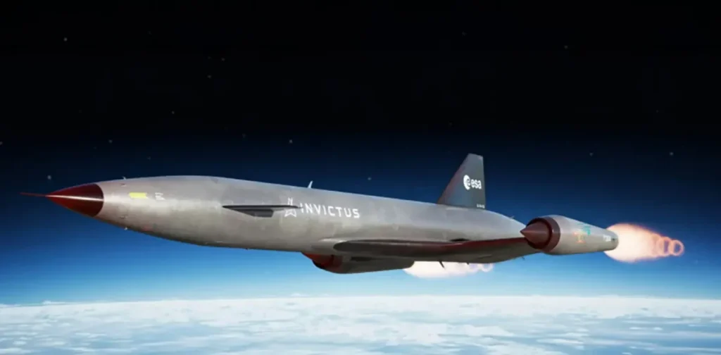 Ein Modellbild des Invictus-Flugzeugs, das durch den Himmel fliegt