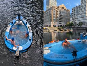 Puedes flotar por la ciudad en tu propio barco-piscina privado: es como una minipiscina al aire libre sin aglomeraciones