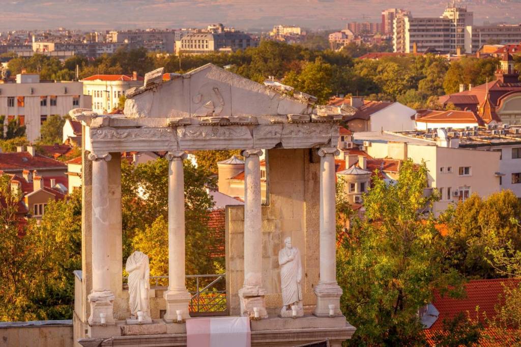 imagem aérea de Plovdiv, na Bulgária