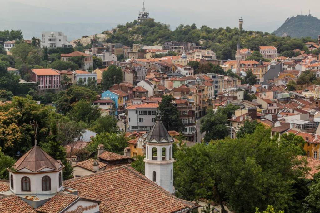 imagem aérea da cidade velha de Plovdiv