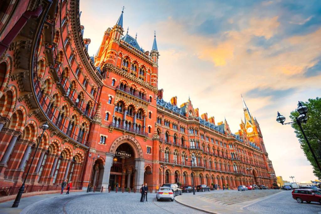 The gothic building of St Pancras station