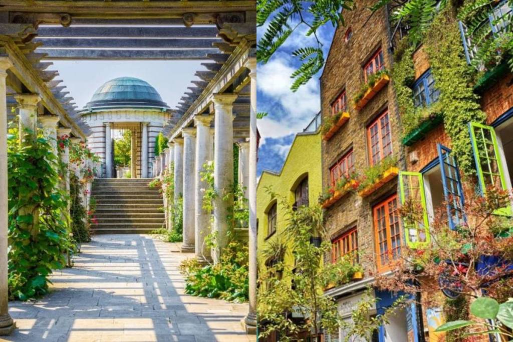 Hampstead Pergola op Hampstead Heath en Neal’s Yard in Covent Garden in Londen