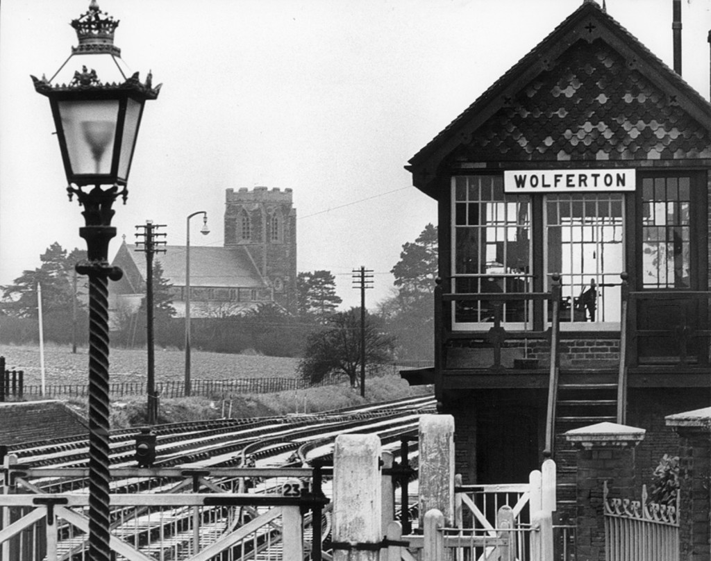 A black and white image of Wolferton station