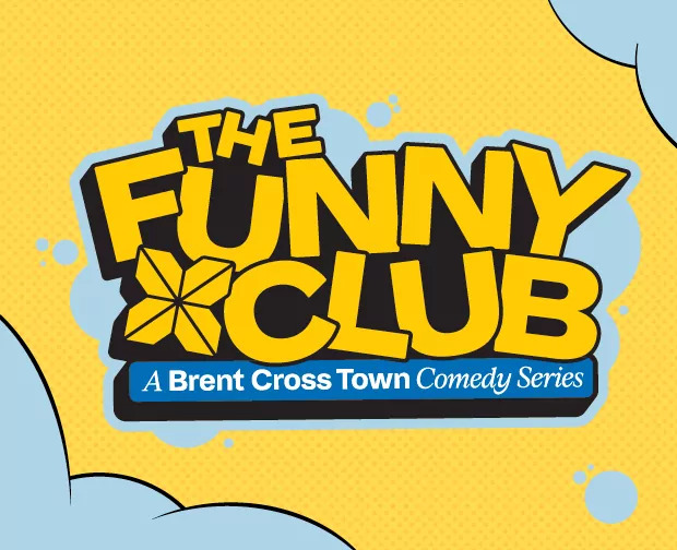 un poster giallo per “The Funny Club: A Brent Cross Town Comedy Series”