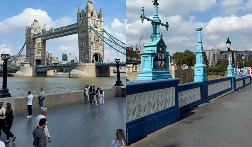 Tower Bridge hidden chimney disguised as a blue lamppost