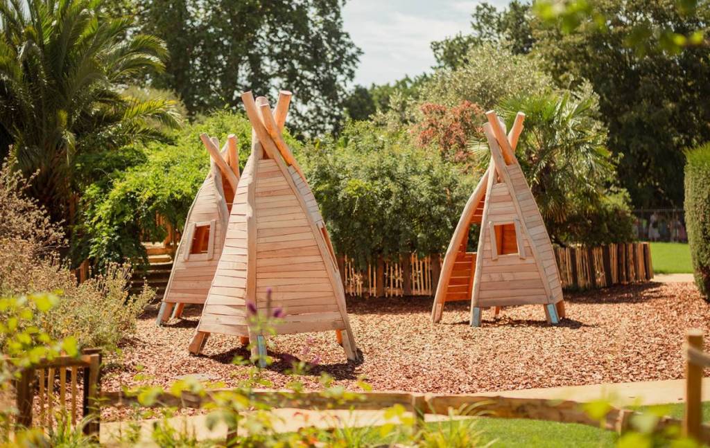 three tee-pee shaped play areas in The Diana Princess of Wales Memorial Playground