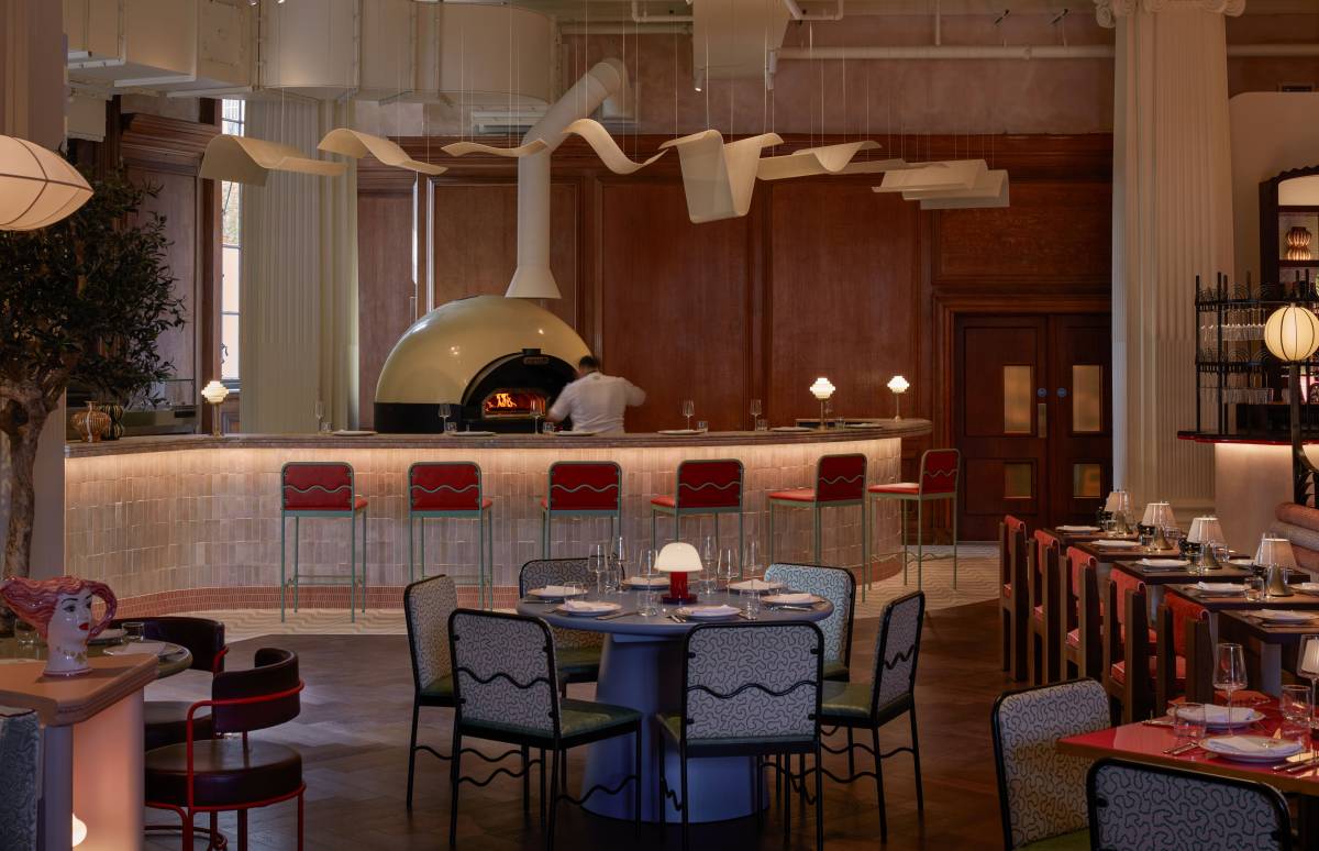 Eine Pizza-Theke in einem neuen italienischen Restaurant in London