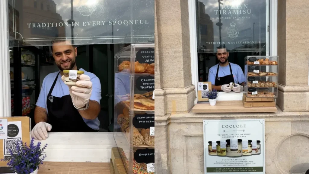 Un ex bancomat della NatWest su Holloway Road è stato trasformato in una minuscola vetrina di dolci che serve il tradizionale tiramisù italiano a 4 sterline