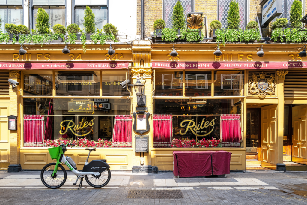 Das Schaufenster von „Rules“, Londons ältestem Restaurant