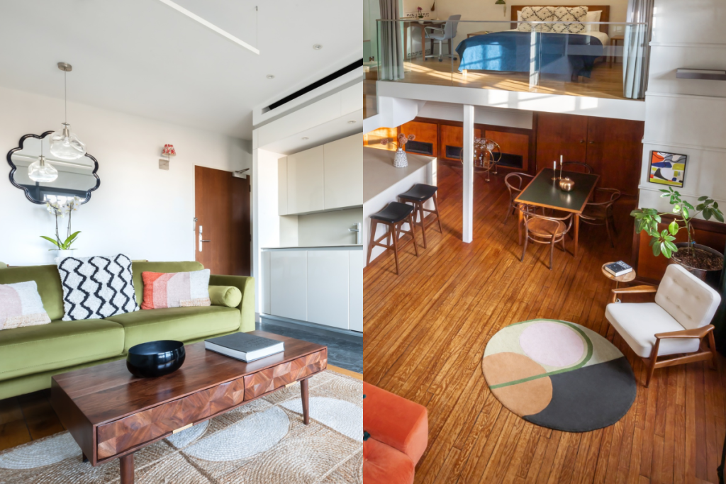 A side by side image of two suites at the Town Hall Hotel