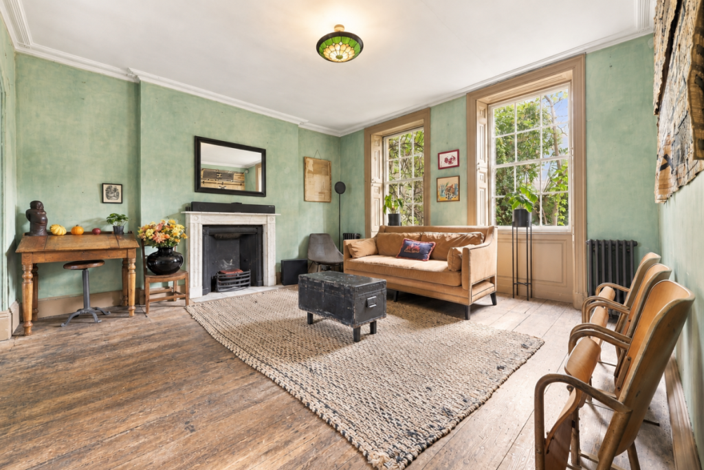 A living area inside a townhouse in London