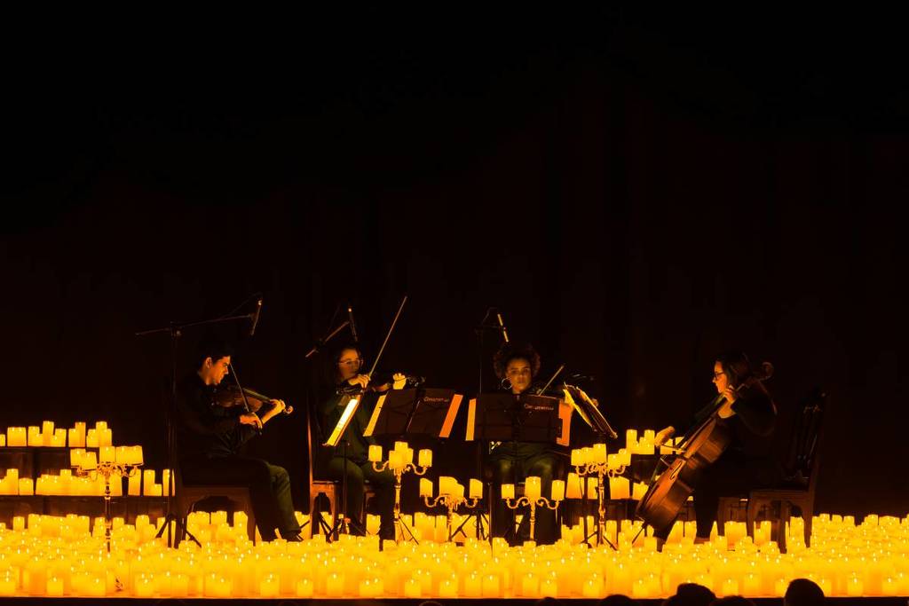 A string quartet performing at a Candlelight concert
