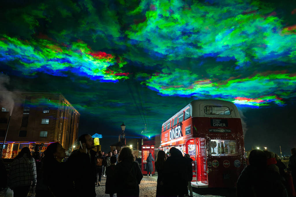 borealis northern lights installation in liverpool
